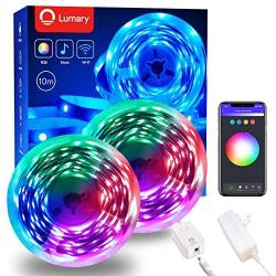 LED Strip Lights 32.8FT, Lumary Smart LED Strip Lights for Bedroom, Hue Party Wall Lights Music Sync Color Changing Works with Alexa and Google Assistant, RGB Neon Lights for Kitchen, Home, TV