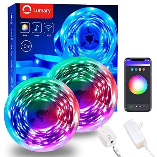 LED Strip Lights 32.8FT, Lumary Smart LED Strip Lights for Bedroom, Hue Party Wall Lights Music Sync Color Changing Works with Alexa and Google Assistant, RGB Neon Lights for Kitchen, Home, TV