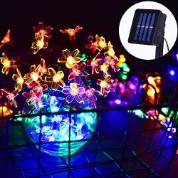 sprklinlin 2 Pack Solar String Lights Outdoor Decoracion, 50 LED 16.4ft Multicolor Waterproof Fairy Flower String Christmas Lights for Tree, Patio, Indoor Garden, Room, Holiday