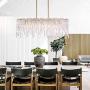 SILJOY Modern K9 Crystal Rectangle Chandelier Lighting Flush Mount LED Linear Ceiling Light Fixture for Dining Room Table, 7 Lights, L 33.5'' x W 12.6'' x H 13''
