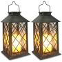 Solar Lantern, Outdoor Garden Hanging Lanterns,Set of 2,Waterproof LED Flickering Flameless Candle Mission Lights for Table,Outdoor,Party Decorative