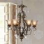 Iron Leaf Roman Bronze Chandelier 29'' Wide Crystal Cream Glass Shade 6-Light Fixture for Dining Room House Foyer Kitchen Island Entryway Bedroom Living Room - Regency Hill