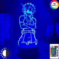 JIHANG 3D Anime Night Light Katsuki Bakugo Figure Led Light for Bedroom Lamp 16 Colour Anime My Hero Academia Decor Light Kids Night Light Gift