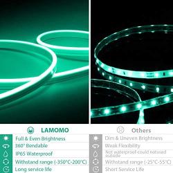 Lamomo Smart WiFi RGB LED Light Strips, Color Changing 16.4ft Strip Lights Phone App Control Works with Alexa, Silicone IP23 Waterproof Rope Lights with Remote Music Sync for Bedroom Outdoor Party