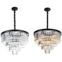 TFCFL 23.6'' Crystal Chandelier, 9 Lights Modern Contemporary Pendant Ceiling Light Fixture 4-Tier for Dining Room Living Room Bedroom Girls Room Kitchen Island (Black)