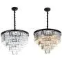 TFCFL 23.6'' Crystal Chandelier, 9 Lights Modern Contemporary Pendant Ceiling Light Fixture 4-Tier for Dining Room Living Room Bedroom Girls Room Kitchen Island (Black)