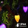 HAYATA C7 Bulbs Halloween String Lights 50 LED 24ft Strawberry Light for Outdoor, Indoor Decor - Fairy Lighting for Patio, Lawn, House, Bedroom, Window, Halloween Party Decorations, Purple Orange