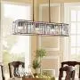 Modern K9 Crystal Chandelier Transparent Raindrop Ceiling Lighting Fixtures Rectangular Metal Pendant Light for Kitchen Island Dining Room Living Room Bedroom Lamp (Champagne)