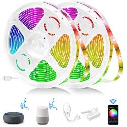 Smart LED Strip Lights Sync with Music 32.8ft Long 16 Million Colors Changing Work with Alexa,Google Home,APP Remote Control Smart Light Strips for Bedroom,TV,Fitop Interior Decoration RGB LED Strip