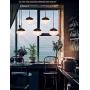 Kitchen Pendant Light with Sphere 5-Light, A1A9 Modern Industrial Glass Ball Globe Ceiling Lights Fitting, E26 LED Chandelier Lamp Fixture for Kitchen Island, Bar, Dining Room, Counter, Cafe (Black)