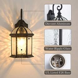 LONEDRUID Outdoor Wall Light Fixtures Black 15.35''H Exterior Wall Lantern Waterproof Sconce Porch Lights Wall Mount for House, UL Listed