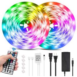 32.8ft Waterproof Led Strip Lights, 20 Million RGB 300 LEDs Color Changing LED Light Strips with 44 Keys IR Remote, Strip Lights for Bedroom, Kitchen, Outdoor Christmas Party Decor