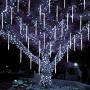 Twinkle Star Meteor Shower Rain Lights, Valentine Lights 30cm 8 Tubes 288 LED Icicle Snow Falling Christmas Lights Outdoor Raindrop Lights, Xmas Wedding Party Tree Holiday Decoration, White