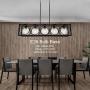 TODOLUZ Black Finish 5-Light Farmhouse Chandelier with Globular Seeded Glass Rectangle Kitchen Island Lighting Fixture for Dining Room Pool Table