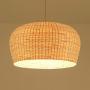 LITFAD Single Light LED Pendant Light Dome Shape Ceiling Light Rustic Rattan Pendant Lighting Modern Weave Ceiling Hanging Light for Dining Room Restaurant Living Room - 19.5''