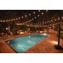 Newpow Outdoor String Lights 100ft with 60+3 (Spare) Dimmable Shatterproof Waterproof LED G40 Globe Bulbs - Clear Plastic, 1W 60LM 2200K Warm Glow for Indoor/Outdoor Decoration and Lighting