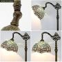Tiffany Style Reading Floor Lamp W12H64 Inch Sea Blue Stained Glass Crystal Bead Dragonfly Lampshade Antique Lighting Arched Base S147 WERFACTORY Lamps Living Room Bedroom Coffee Table Lover Gifts
