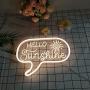 Divatla Unique Warm White Neon Light Sign with 3D Art Hello Sunshine Neon Lights for Bedroom Sign, Upgrade Hello Sunshine Neon Signs for Bedroom Decor, Light Dimmable Neon Sign.