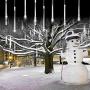 Meteor Shower Falling Rain Lights Christmas Lights 8 Tubes 192 LED Icicle Snow Falling Christmas Lights Outdoor Raindrop Lights, Xmas Wedding Party Tree Holiday Decoration Cool White