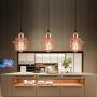 Modern Geometric Pendant Light 2 Pack Small Rose Gold Pendant Hanging Light Fixture with Deformable Lampshade, Metal Cage Pendant Lighting DIY Hanging Lamp for Hallway Kitchen Restaurant Bedroom