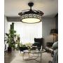 Fandian 42In Modern Ceiling Fan with Lights Remote Control Pendant Chandelier Fixtures LED Lighting Silent Retractable Blades 3 Light Colors, 3 Light Changing, Black Bird Nest Lamp for Living room, Bedroom