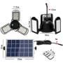 Solar Lights Outdoor, 3 Leaf Solar Pendant Light with Adjustable Multi-Position Panels, 60 LED IP65 Waterproof Solar Lamp with Remote Control, for Garage, Deck, Fence, Patio, Shed, Tent (Three Leaf)