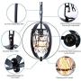 Industrial Metal Pendant Light Fixture,Vintage Globe Crystal Chandelier Hanging Light, Flush Mount Ceiling Light Fixture for Kitchen Dining Room Living Room Bedroom Farmhouse Entryway Black Spherical