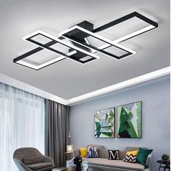 Modern Designer Chandelier Dimmable LED Ceiling Light Living Room Flush Mount Ceiling Fixture Lamp Chic 4 Rectangle Dining Room Bedroom Acrylic-Panel Remote Ceiling Lighting for Office Bathroom Hotel