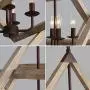 WoodenChandelier Ceiling Pendant Light 4 Candle Holder Lights Vintage Industrial Rustic Hanging Square Ceiling Lamp Light Fixture for Bedroom Kitchen Island Livingroom Farmhouse Foyer