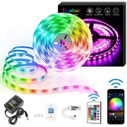 WiFi LED Strip Lights,Tsanhoo 16.4ft RGB LED Strip Lights,Waterproof LED Light Strips with Remote APP Control,Color Changing LED Strip Lights for Bedroom Decoration