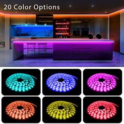 Phopollo LED Strip Lights, 50ft 5050 Flexible LED Lights with 44 Key IR Remote Controller and 12V Power Supply for Bedroom