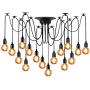 LAMPUNDIT 16-Light Chandelier, Adjustable DIY Ceiling Spider Pendant Lighting, Industrial Hanging Light Fixture (Each with 6ft Wire)