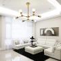 MELUCEE Modern Sputnik Chandeliers 6-Light Brass Mid Century Light Fixture Flush Mount Ceiling Light Pendant Light for Kitchen Island Living Room Bedroom Foyer Hallway