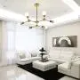 MELUCEE Modern Sputnik Chandeliers 6-Light Brass Mid Century Light Fixture Flush Mount Ceiling Light Pendant Light for Kitchen Island Living Room Bedroom Foyer Hallway