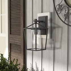 Emliviar Outdoor Porch Lights 2 Pack Wall Mount Light Fixtures, Black Finish with Clear Glass, 20065B1-2PK