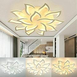 LED Ceiling Light Chandelier Flower Metal Acrylic Ceiling Lamp Fixture for Dining Room Bedroom Cafe Bar Corridor Hallway Entryway Passway Decoration (Dimmable-75W+15 Head)