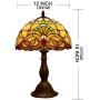 Tiffany Style Retro Lamp Table Light 12 Inches Wide 18 Inches Tall Hand-Cut Stained Glass Desk Antique Night Light for Living Room Restaurant Office