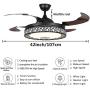 42 inch Ceiling Fan Light with Bluetooth Speaker and Remote Control, Modern 3-color Dimming Chandelier Mute Ceiling Fans with Lights for Bedroom Dining/Living Room (42inch-Black)