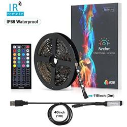 Nexlux Led Strip Lights, 9.8ft Black USB LED Strip Lights TV Backlight Kit 20 Colors TV Lights 5050 LEDs Bias Lighting with 44-Key IR Remote Controller for 46 inch~65 inch HDTV PC Monitor Home Theater