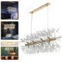 Modern Creative Linear Dandelion Chandelier Firework Chandelier G9 Lamp Holder Kitchen Dining Living Room Ceiling Lamp Lighting Fixture LED Light Home Decoration Hanging Installation Chandelier Gold