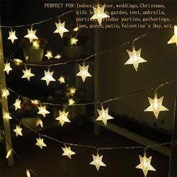 Mankinlu Star String Lights 50 LED 25 ft Waterproof Christmas Fairy Lights 8 Modes Star Twinkle Fairy Lights Battery Operated with Remote Control for Party Bedroom Kids Tent Christmas Decor Warm White