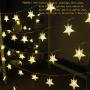 Mankinlu Star String Lights 50 LED 25 ft Waterproof Christmas Fairy Lights 8 Modes Star Twinkle Fairy Lights Battery Operated with Remote Control for Party Bedroom Kids Tent Christmas Decor Warm White