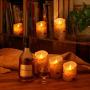 comenzar Flickering Candles, Candles Birch Set of 4 5'' 6'' Birch Bark Battery Candles Real Wax Pillar with Remote Timer