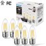 B11 LED Filament Bulb E26 Candelabra Base 5.5W(40W Equivalent), LVWIT Dimmable 2700K Warm White Chandelier Decorative Candle Light Bulb (6-Pack)