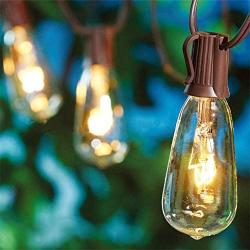 Outdoor String Lights 20Ft with 20 Edison Bulbs Vintage Bistro ST40 String Lights Waterproof UL Listed Patio String Lights for Garden Backyard Party Wedding-Brown