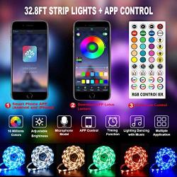 Bluetooth Led Strip Lights 32.8ft Color Changing RGB Light Strips Music Sync, 300 LEDs SMD 5050 APP Controlled Neon Strip Light for Bedroom TV Gaming Room Party