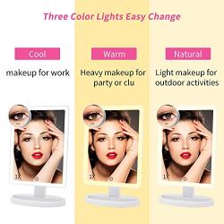 Large Lighted Vanity Makeup Mirror (X-Large Model)- 3 Color Lighting Modes Light Up Mirror with 88 LED, 360° Rotation Touch Screen and 10X Magnification Portable Tabletop Cosmetic Make Up Mirror