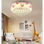 LAKIQ Modern Girl’s Bedroom Flush Mount Ceiling Lighting Fixture Lovely Pink Butterfly LED Crystal Chandelier Drum Shade Close to Ceiling Light for Girls Kids Room Foyer Living Room