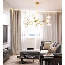 Dellemade XD00940 Sputnik Chandelier for Bedroom, Globe Ceiling Light for Living Room, 12 Lights,G9 LED Bulbs Included, Golden
