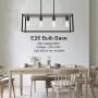 BONLICHT Rectangle Dining Room Lighting Fixture Hanging Oil Rubbed Bronze 4 Light Rustic Farmhouse Linear Chandelier Industrial Vintage Kitchen Island Metal Cage Pendant Light with Adjustable Rods